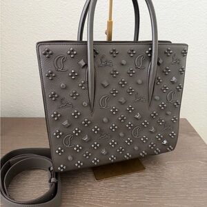 Christian Louboutin Paloma Medium Dark Gray spiked Tote